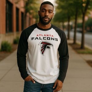 NFL Atlanta Falcons Black and White Long Sleeve Tee